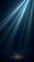 Atmospheric Dark Abstract Background with Volumetric Light Rays and Fine Glowing Dust Particles