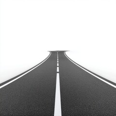 Surreal Empty Road with White Fog and Minimalist Perspective in Landscape