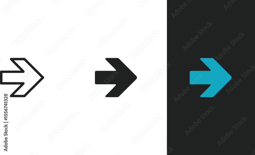 Poster Arrow icon vector illustration set right direction arrow design elements next forward navigation pointer graphic editable vector illustration with png format