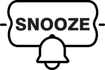 Snooze icon alarm bell black outline simple design notification sleep mode reminder digital interface minimal style isolated on transparency background