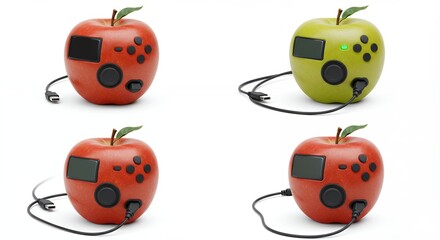 Digital devices on apples colorful technology concept