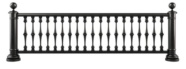 Ornate Black Balustrade Railing Design with Classic Columns and Decorative Features for Architectural Elements