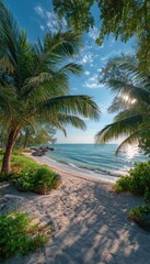 Tropical beach scene at dawn (1)