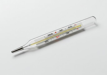 Glass mercury thermometer isolated on white background
