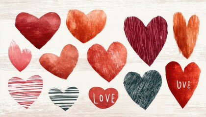 Watercolor hearts collection