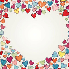 Colorful Hand-Drawn Hearts Frame Perfect for Valentine's Day Cards, Romantic Designs, and Love-Themed Projects