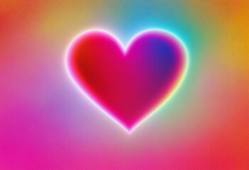 Vibrant Neon Heart Colorful Love Symbol, Romantic Illustration