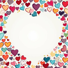 Colorful Hand-Drawn Hearts Frame Perfect for Valentine's Day, Love, or Romantic Designs