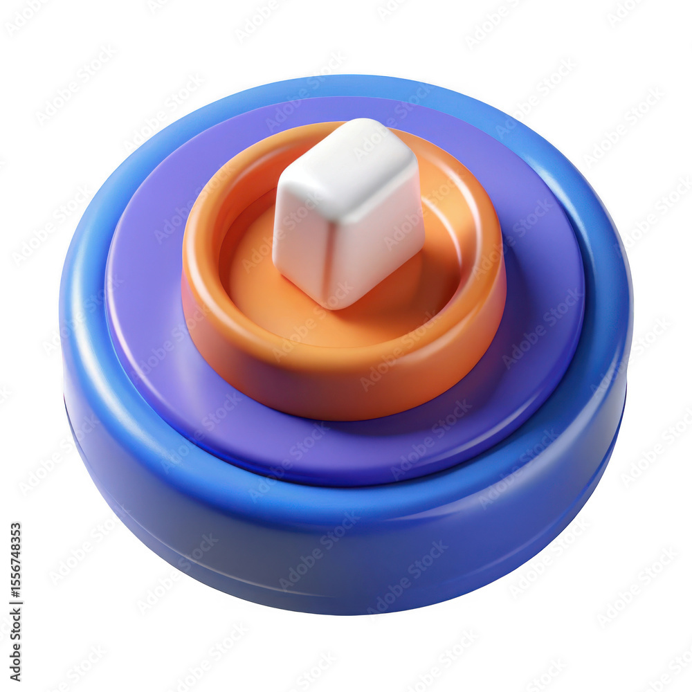 Wall mural 3d abstract geometric button design isolated on transparent background
