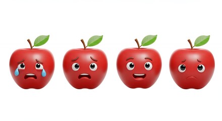 Red apples with different expressions
