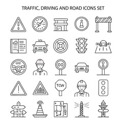 Traffic, Driving and Road Icons Set