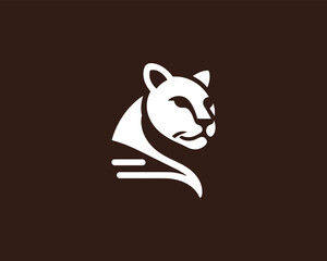 Sleek white cougar icon for business branding