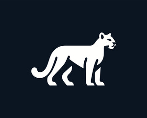 Modern white cougar logo vector design