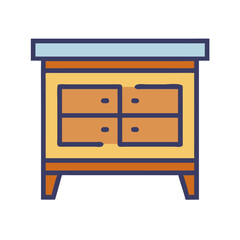 Retro Dresser with Four Drawers on White Background