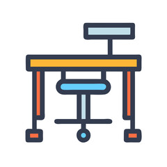 Work desk and chair flat design vector illustration graphic
