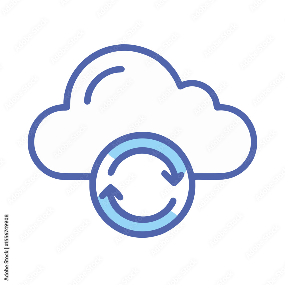 Poster cloud data synchronization icon for web or app design