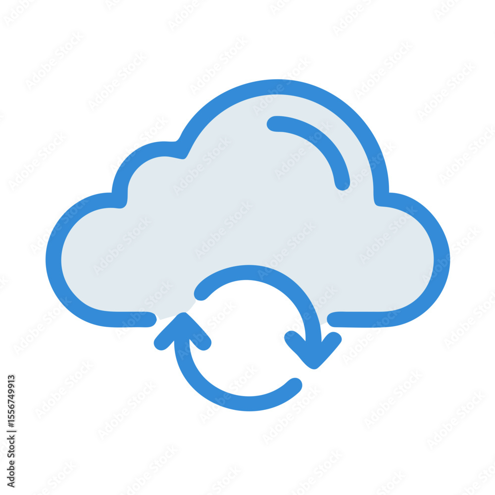 Poster cloud storage sync icon with refreshing data updates concept