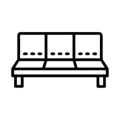 Minimalist outline drawing of a three-seater couch icon