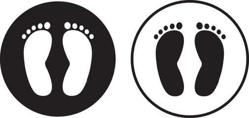 footprints icon set.Human feet black silhouette, impression, shape, outline footprints icon on white background symbol,,
