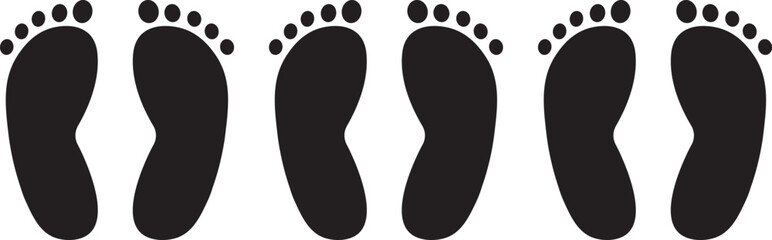 footprints icon set.Human feet black silhouette, impression, shape, outline footprints icon on white background symbol,,
