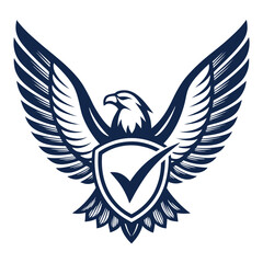 Abstract crest logo, bird wing checkmark, elegant, simple design, nature, positive, avian, assurance.