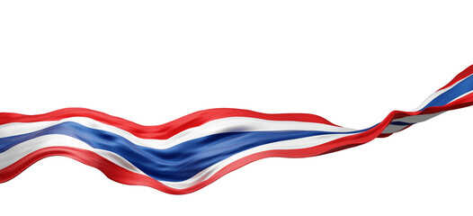 Thailand flag flying isolated on transparency background with copy space 3D render