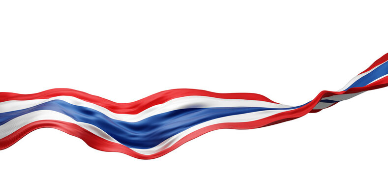 Thailand flag flying isolated on transparency background with copy space 3D render