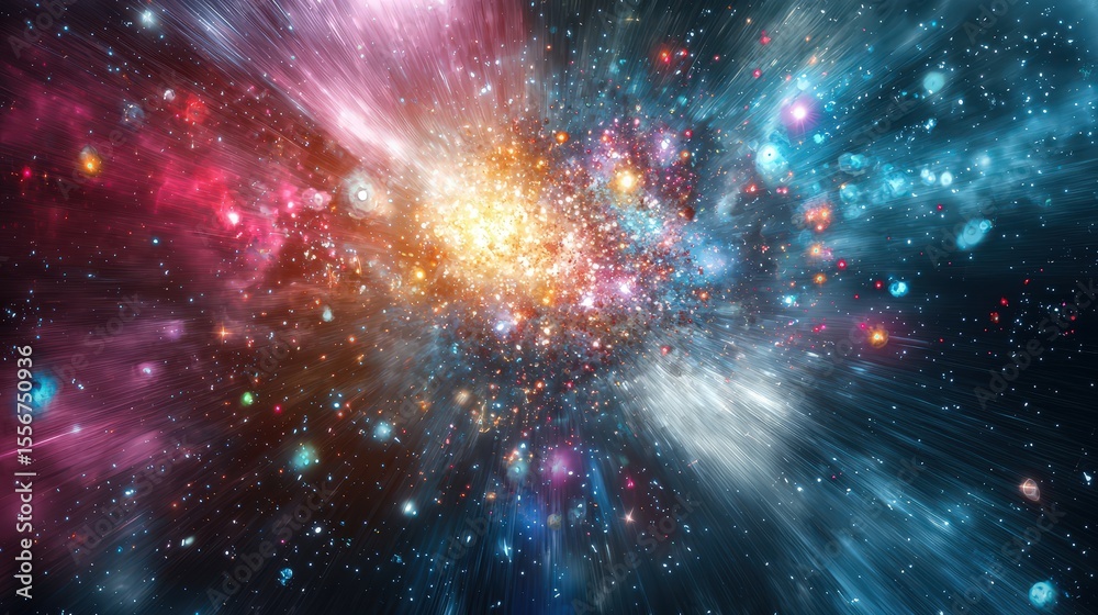 Aufkleber Cosmic explosion event captured in deep space astrophotography interstellar environment wide-angle view stunning visuals