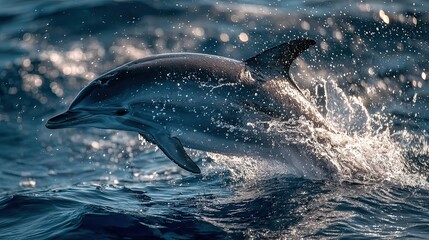 Obraz premium Dolphin Leaping Out of the Ocean in Sunlight