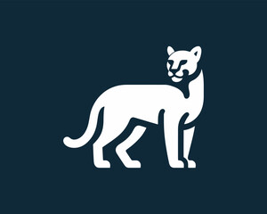 Modern vector logo of white cougar