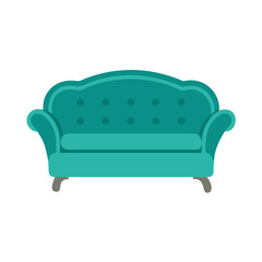 Teal Loveseat on White Background, Home Decor Illustration