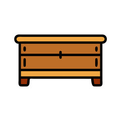 Illustration of a vintage wooden chest on White Background