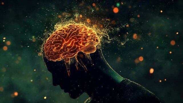 A person 's head with a brain exploding out of it