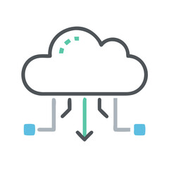 Minimalistic representation of cloud data transfer on White Background