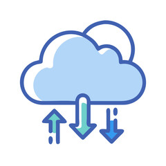 Cloud computing upload and download data in flat design