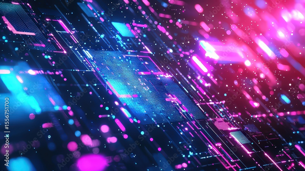 Poster Digital technology innovation event virtual space visual art abstract environment dynamic viewpoint futuristic concept
