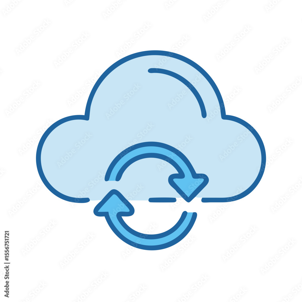Poster cloud computing data refresh or synchronization vector illustration