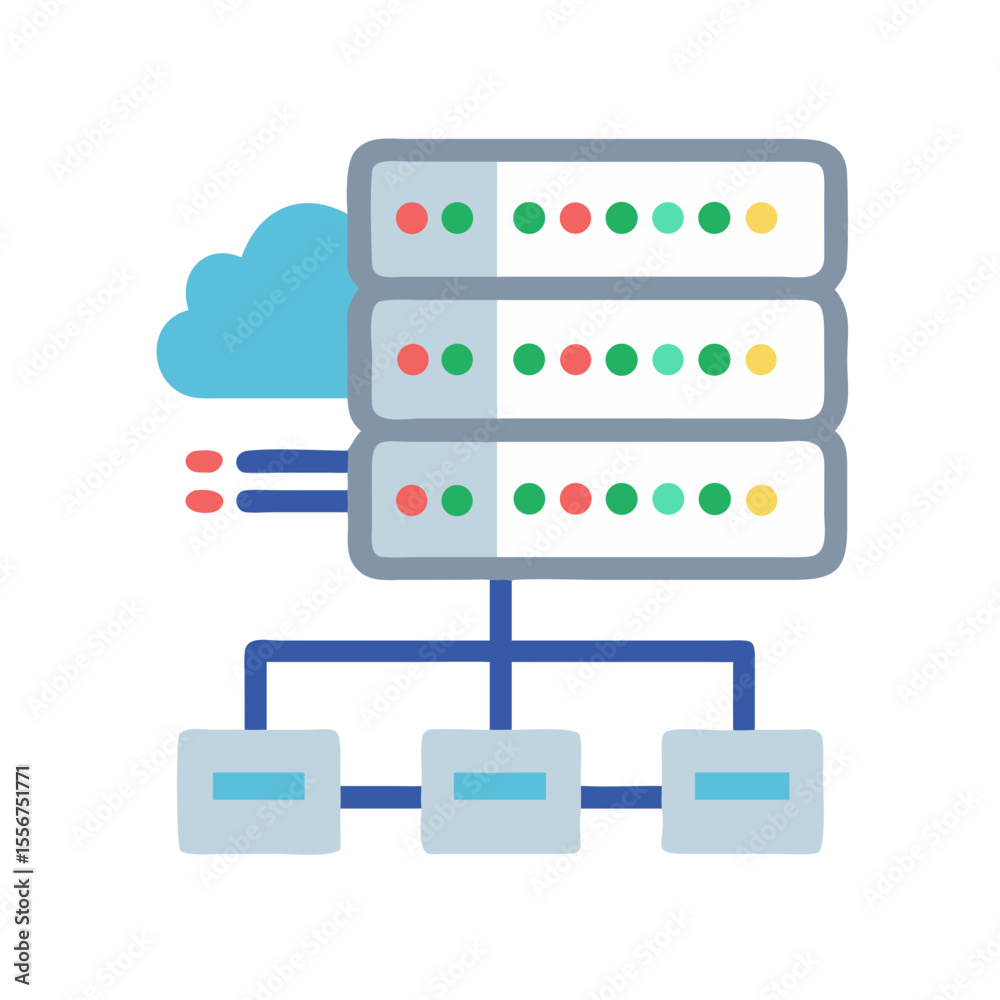 Poster cloud based data server network for business connection diagram