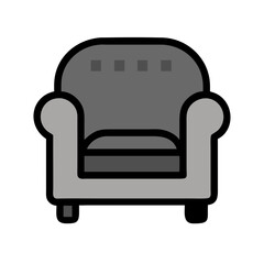 Gray armchair illustration in flat style against White Background