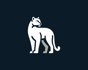 White cougar animal logo vector design