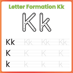 Letter Formation Worksheet for Kids - Uppercase and Lowercase K Practice Sheet	