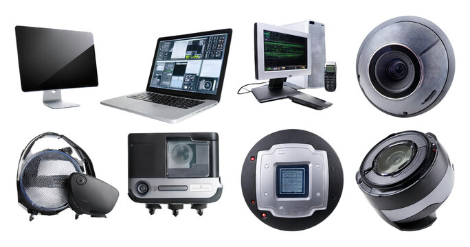 Modern Technology Devices and Gadgets for Professional Use, isolated on transparent background
