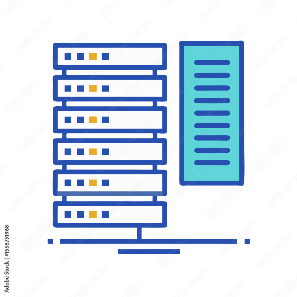 Poster data server stack with file system on white background