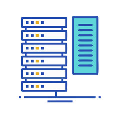 Data server stack with file system on White Background