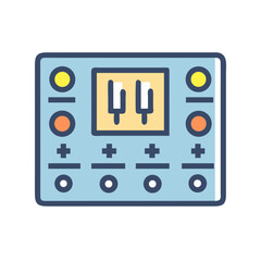 Flat design synthesizer icon for music production technology