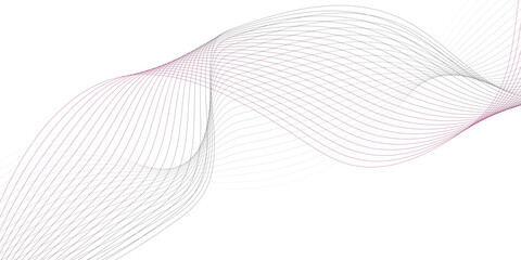 Fototapeta premium Abstract wave element for design. Digital frequency track equalizer. Stylized line art background. Vector illustration. Wave with lines created using blend tool. Curved wavy line, smooth stripe.