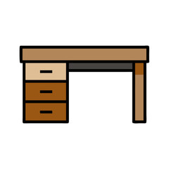 Simple wooden desk graphic on White Background illustration