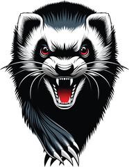 Illustration of angry black ferrets