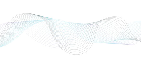 Abstract wave element for design. Digital frequency track equalizer. Stylized line art background. Vector illustration. Wave with lines created using blend tool. Curved wavy line, smooth stripe.