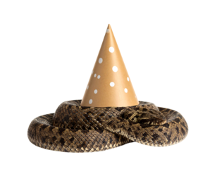 Snake Wearing Party Hat on Transparent Background Isolated Festive Image